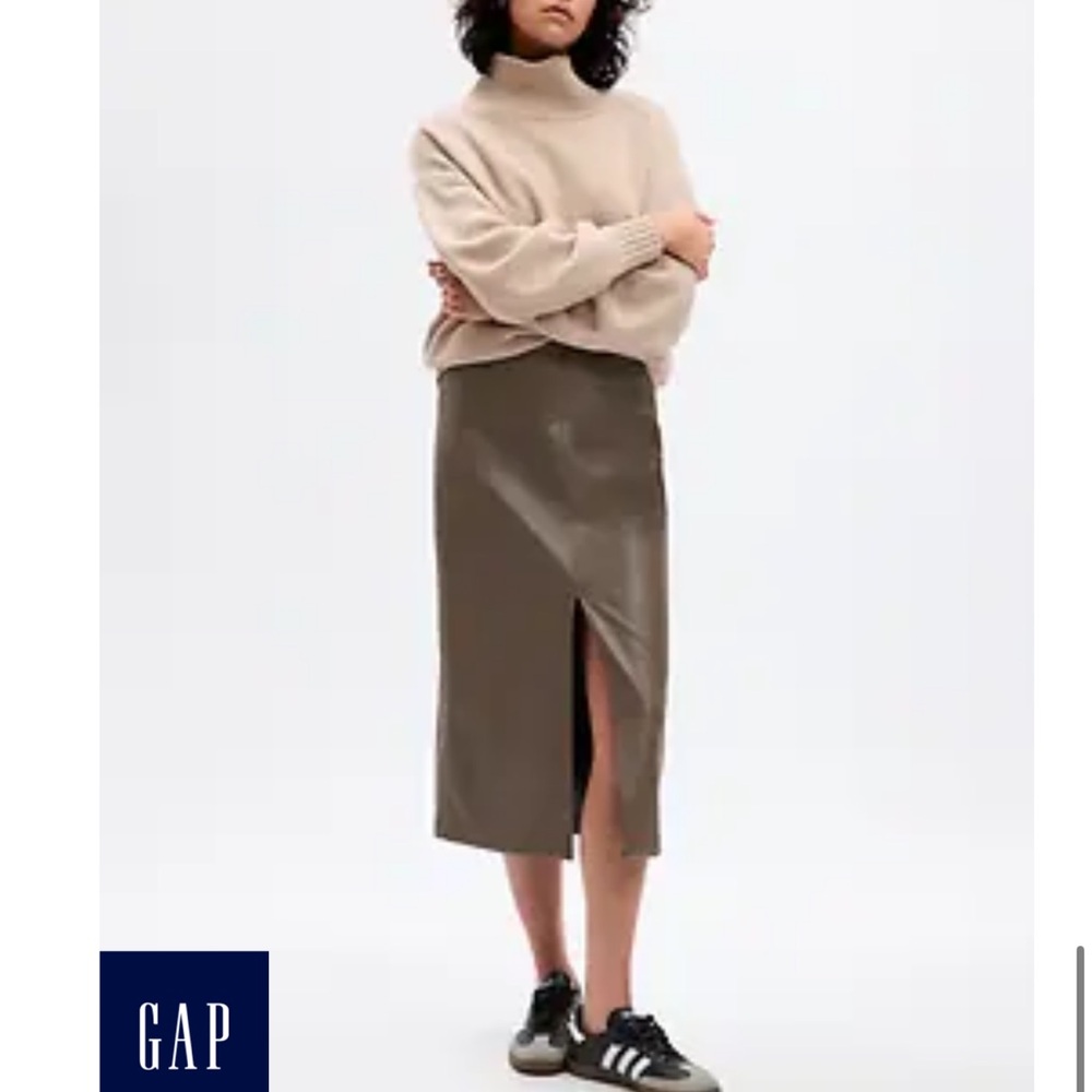 GAP Women's Tan Midi Skirt with Slit